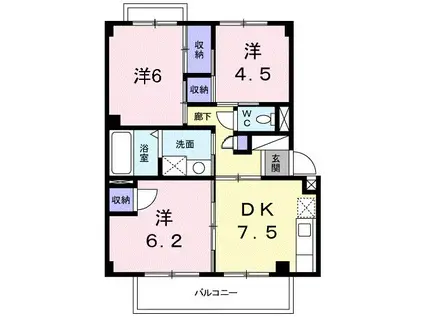 パルテールⅡ(3DK/1階)の間取り写真