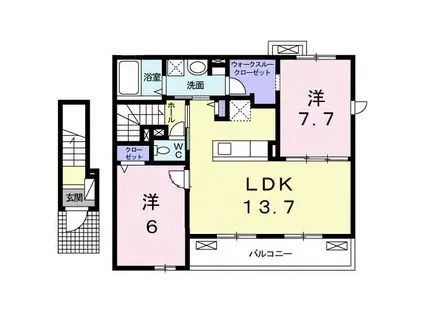サンファミリーA(2LDK/2階)の間取り写真