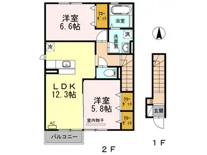 マイ ローズコートⅡ(2LDK/2階)の間取り写真