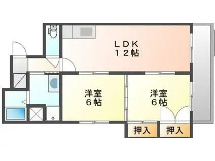 第二大興ビル(2LDK/4階)の間取り写真