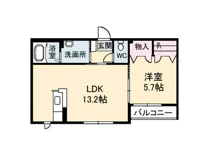 シルキーステージI・S Ⅰ棟(1LDK/2階)の間取り写真