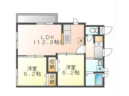 EASE(2LDK/3階)の間取り写真