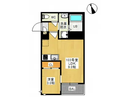 GRANDTIC 清水(1LDK/1階)の間取り写真