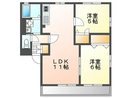 メゾンマーシュA(2LDK/2階)の間取り写真