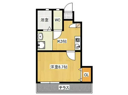 DERNIER(1K/1階)の間取り写真