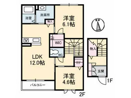 シャーメゾン ノア A棟(2LDK/2階)の間取り写真