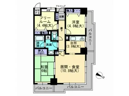 ファミールタワープラザ岡山(3LDK/24階)の間取り写真