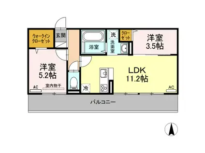 プレガーレ(2LDK/2階)の間取り写真