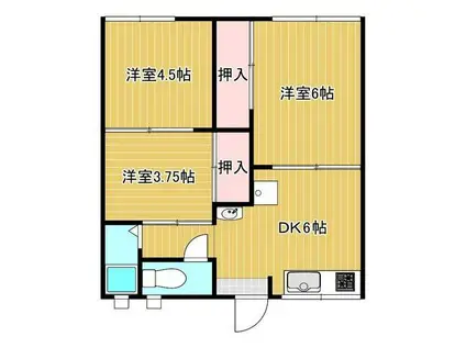 朝日コーポA(3DK/2階)の間取り写真