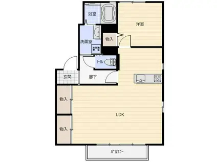 アークグリーン(1LDK/2階)の間取り写真