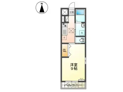 プリモ古都(1K/1階)の間取り写真