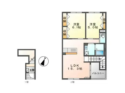 グレースR(2LDK/2階)の間取り写真