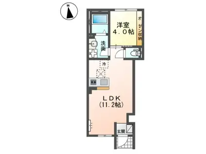 マンションアーク参番館(1LDK/1階)の間取り写真