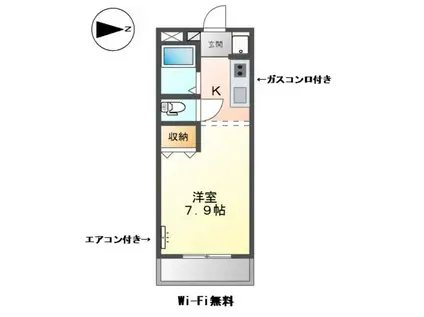キャンベルハイム(1K/1階)の間取り写真