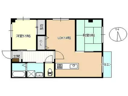 メゾン関(2LDK/1階)の間取り写真