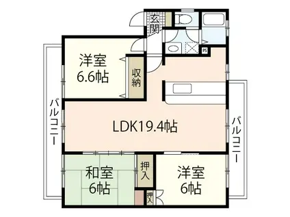 サンビレッジ江並(3LDK/1階)の間取り写真