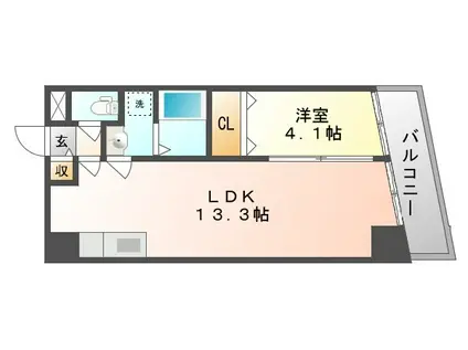 エスペランサ医大東(1LDK/2階)の間取り写真