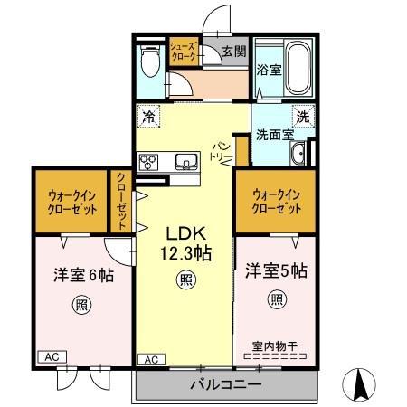 メゾンドソレイユ(2LDK/3階)の間取り写真