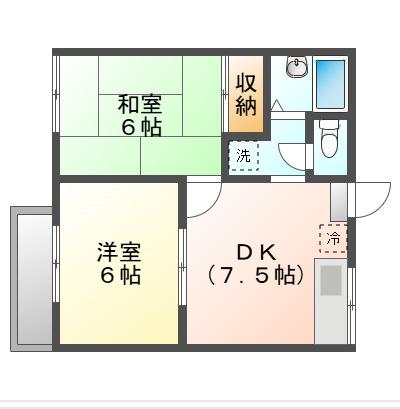 レジデンス乙多見(2DK/1階)の間取り写真