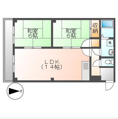 レジデンス住吉町(2LDK/3階)の間取り写真