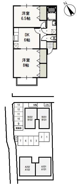 セシーズ兼基B(2DK/2階)の間取り写真