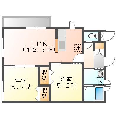 EASE(2LDK/3階)の間取り写真