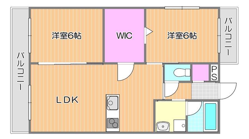 N・O桜と道(2LDK/4階)の間取り写真