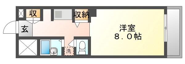 ピュアフィネス(1K/4階)の間取り写真