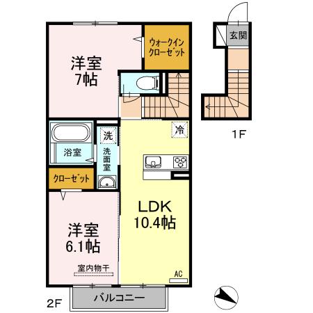 サンヒルズ(2LDK/2階)の間取り写真