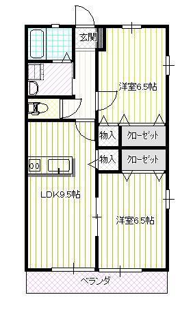エアフォルクⅡ(2LDK/2階)の間取り写真
