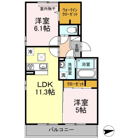 カーサ・ソレイユⅡ(2LDK/1階)の間取り写真