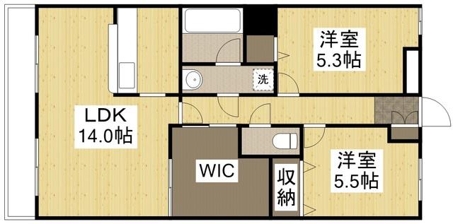 ローズハイツ竜操(2LDK/3階)の間取り写真