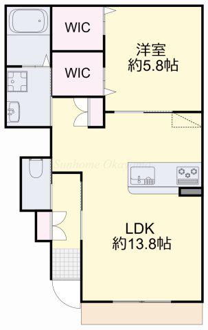 グランソレイユ浜(1LDK/1階)の間取り写真
