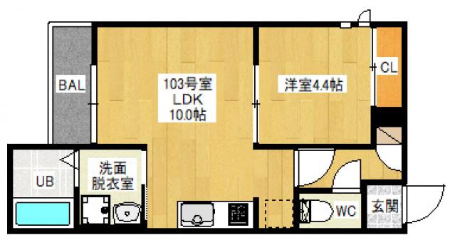 GRANDTIC 西崎 K(1LDK/1階)の間取り写真