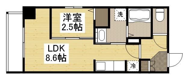 月光 千日前(1LDK/3階)の間取り写真