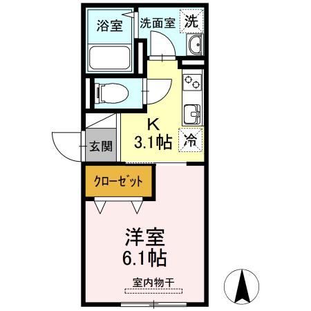 カーサ・リアライズ寿町(1K/2階)の間取り写真