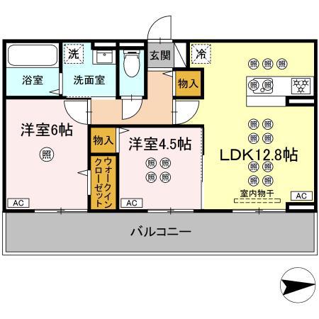トリシア上中野(2LDK/2階)の間取り写真
