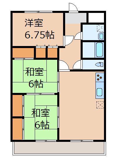桃の里マンション(3LDK/1階)の間取り写真