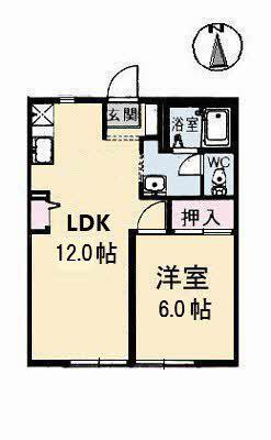 フレグランス・マリーII棟(1LDK/2階)の間取り写真