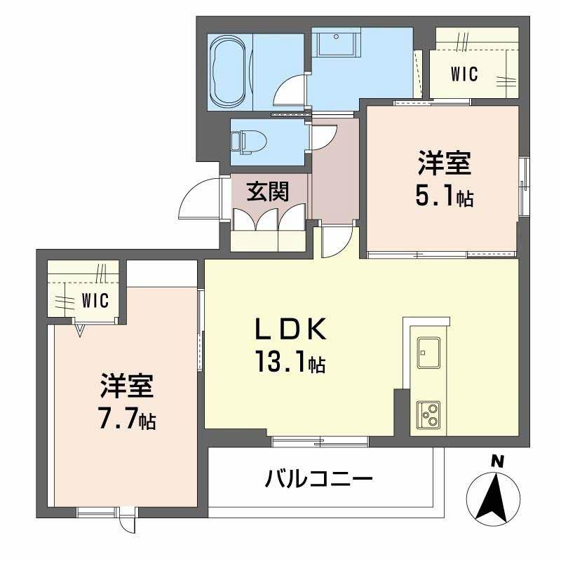 グランツ野田(2LDK/2階)の間取り写真