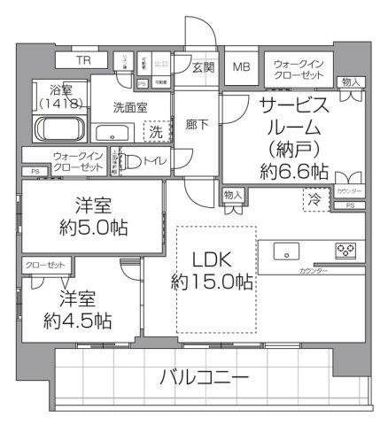 プレサンス ロジェ 岡山駅元町(2SLDK/15階)の間取り写真