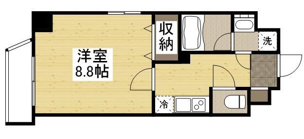 THE MODERN 表町(1K/3階)の間取り写真