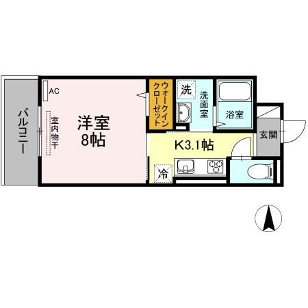 リッツレジデンスB棟(1K/3階)の間取り写真
