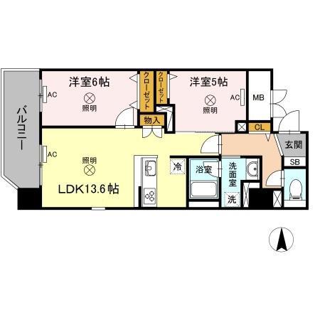 TWIN TOWERS SELINA(2LDK/11階)の間取り写真