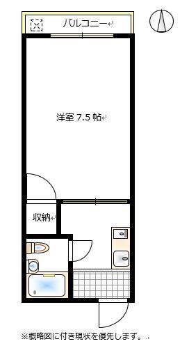 プレアール東古松(1K/4階)の間取り写真