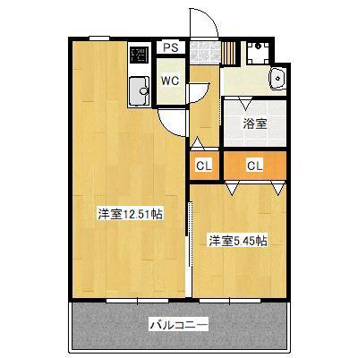 WISTERIA(1LDK/5階)の間取り写真