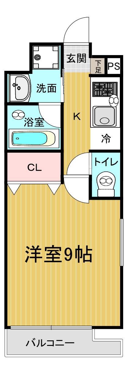 エスト東古松(1K/7階)の間取り写真