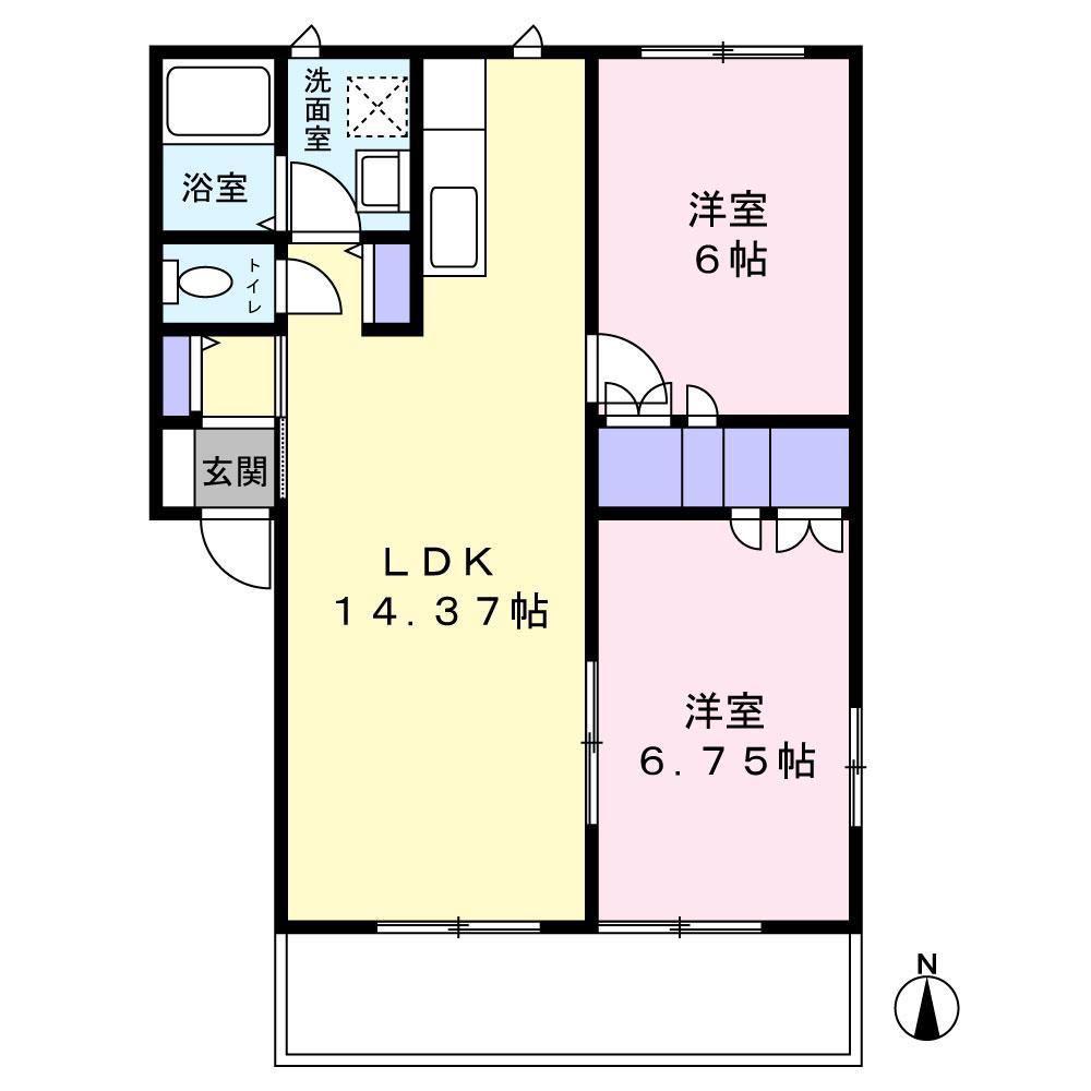 グレースフル大福C棟(2LDK/2階)の間取り写真