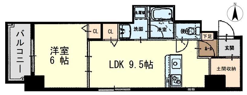 ガーデン富田町(1LDK/4階)の間取り写真
