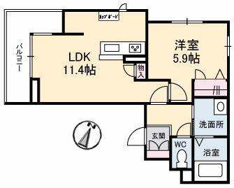 そよかぜK&K(1LDK/3階)の間取り写真